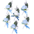 Fnize Blue Boutonniere for Men, 6 Pcs Groom Groomsmen Boutonnieres, Artificial Flowers for Wedding Prom Homecoming - color: Blue