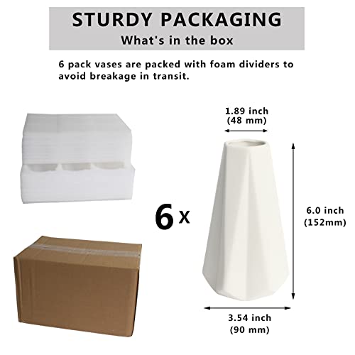 YANLING Modern White Vase for Flowers Set of 6, White Ceramic Vases for Pampas Grass Small Boho Vases for Home Decor, Minimalism Style for Modern Table Shelf 6 Inch - color: Style B