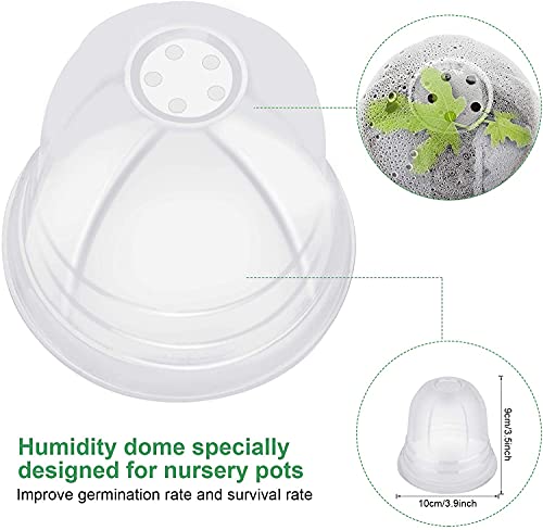 MIXC Plant Nursery Pots with Humidity Dome 4" Soft Transparent Plastic Gardening Pot Planting Containers Cups Planter Small Starter Seed Starting Trays for Seedling with 10pcs Plant Labels，30 Sets - color: Red, size: 4 Inch-with Lid