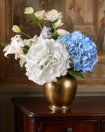 21in Hydrangea Artificial Flowers 3Pcs: Real Touch Latex Lifelike Large Hydrangea Flowers for Wedding Centerpieces, Bouquets & Home Party Decor (Blue) - color: Blue, size: 3Pcs