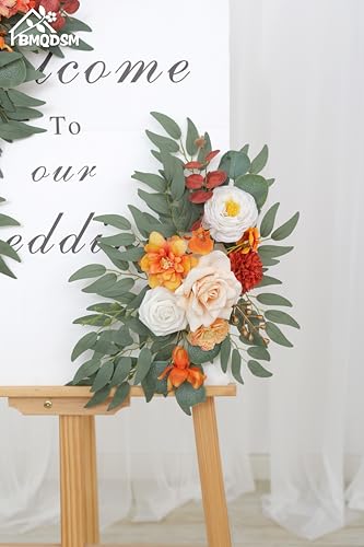 Faux Flowers Wedding Arch Flowers Kit(Pack of 2) for Wedding Decor Ceremony Reception Backdrop Thanksgiving Halloween Party Decoration (Orange) - color: Orange