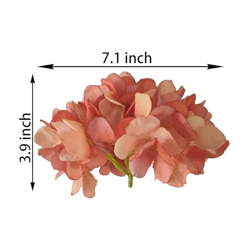 7.1''Hydrangea Silk Flowers Coral,10Pcs Artificial Silk Hydrangea Heads,81 PetalsFaux Hydrangea Flowers Heads with Stems for Home Wedding Baby Shower Decor(Coral) - color: Coral