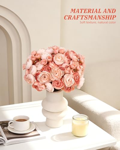 24 Pcs Ranunculus Artificial Flower Faux Silk Mini Ranunculus Flowers Fake Flowers for DIY Bouquet,Centerpieces Tables, Wedding Decor, Bridal Shower Decorations,Home Decor - color: Dusty Rose