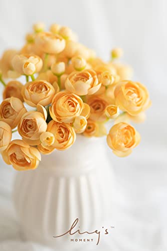 Ling's moment Ranunculus Artificial Flower, Faux Silk Mini Ranunculus Flowers for DIY Bouquet, Bulk Fake Wedding Filler Flowers for Centerpieces Arrangements Bridal Shower Decorations, French Yellow - color: Ylw-french Yellow