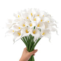 24 Pcs White Artificial Calla Lily Flower Real Touch White Fake Silk Flowers for Wedding Office Home Kitchen Decor