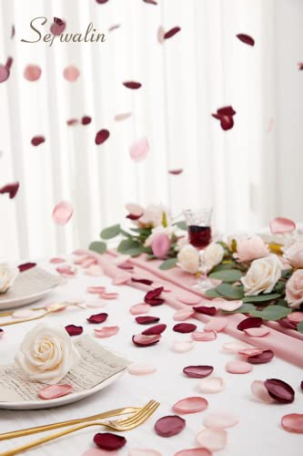 Serwalin 300pcs Silk Rose Petals Artificial Flower Petals for Weddings Burgundy Pink Petals Fake Petals Flower Girl Petals for Proposal Basket Aisle Runner Bridal Shower (4 Color Mixes) - color: Classic Burgundy Pink, size: 300pcs