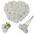Artificial Satin Rose Flower Heads,42 Pcs Silk Rose Heads with Stems,3.5'' Rose Artificial Flowers Bulk,Artificial Rose Flower Heads for DIY Crafts Bouquet (42, White) - color: White