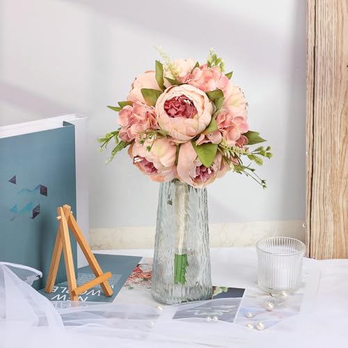 Vintage Pink Bridesmaid Bouquet for Wedding, an Artificial Silk Peonies Flowers Bouquet for Marriage Decorations - color: Vintage Pink