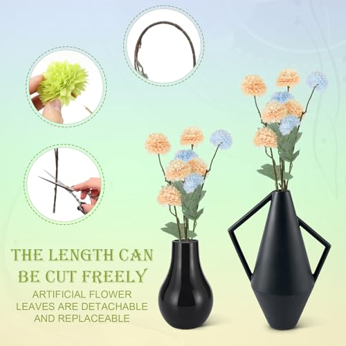 INQCMY Artificial Flowers 12 Pcs Fake Chrysanthemums Faux Kiku Flower Long Stem 20" Realistic Silk Pompon Mums for Vase Wedding Bouquets Centerpieces Home Decor (Yellow Blue Light Orange Deep Green) - color: Yellow Blue Light Orange Deep Green