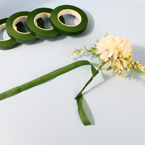DOMMARE Floral Tape Green Flower Tape, 4Pcs Flower Wrapping Tape, 1/2 Inch Floral Bouquet Supplies for Bouquet Floral Arranging Flowers Stem Wrapping, Wedding Bouquet, Wreath, Garden Decor, 32 Yard - color: 4Pcs Green, style: Normal & Non-sticky