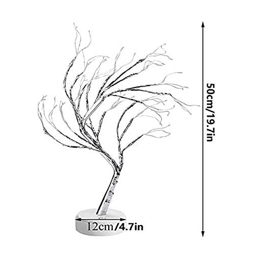 Lxcom Lighting 108 LEDs Silver Copper Wire Table Tree Light 8 Modes LED Twinkle Tabletop Bonsai Tree Lighted USB Plug Battery Operated Artificial Light Decorative Desk Lamp for Home Decor, Warm White