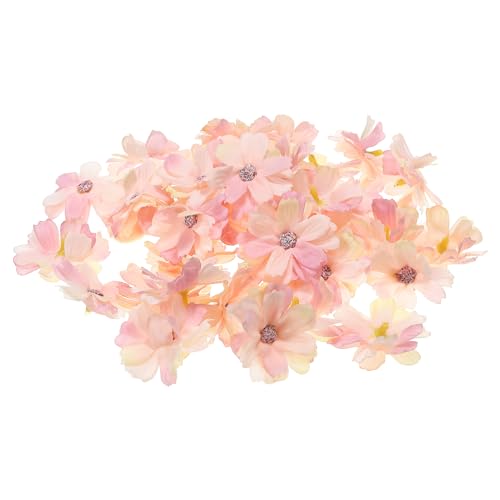 PATIKIL Fake Flower Heads for Crafts, 30 Pcs Faux Flower Bulk Mini Artificial Silk Flowers Embellishments Cherry Blossom for Wreath Wedding Party Decoration, Light Pink - color: Light Pink