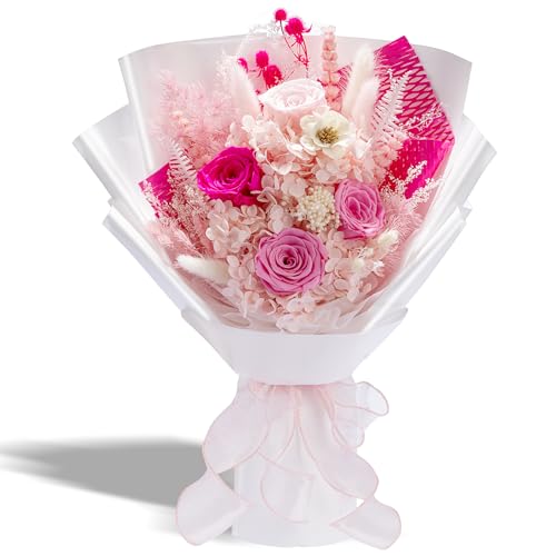 Bonsion Preserved Flowers Gifts for Women, Flower for Delivery, Light Pink Roses Gifts fo Her, Preserved Roses Bouquets, Birthday Gifts for Grandma, Mothers Day Flowers for Wife - color: Light Pink