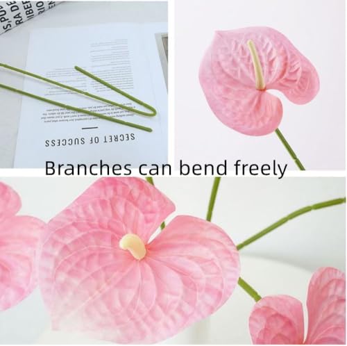 8 Pcs 23-5/8 inch Artificial Anthurium Flowers Real Touch Fake Flower for Table Centerpieces Arrangement and Bridal Wedding Festival Decor Flower Arrangement (Pink) - color: Pink