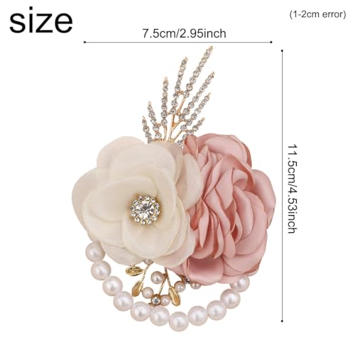 Satin Rose Corsage and Boutonniere Set for Bride Groom Bridesmaids Groomsmen Wedding Homecoming Flowers Prom Party Suit Accessories (Dusty Blue) - color: Dusty Blue