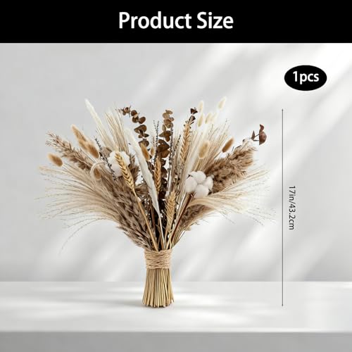 Natural Dried Flower Bouquet,Pampas Grass,Lavender,Feather Grass,Eucalyptus,Rustic Flower Arrangement,Boho Home Decor for Wedding Bouquet,Table Arrangements,Farmhouse,DIY Vase Fillers