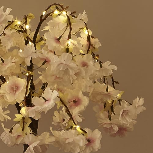 Hairui Lighted Cherry Blossom Tree Battery Operated 18IN 40 Warm White LED Artifical Bonsai Tree with Timer USB Plug for Wedding Party Spring Christmas Home Decoration - color: 40l-pink