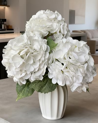 21in Hydrangea Artificial Flowers 3Pcs: Real Touch Latex Lifelike Large Hydrangea Flowers for Wedding Centerpieces, Bouquets & Home Party Decor (White) - color: White, size: 3Pcs