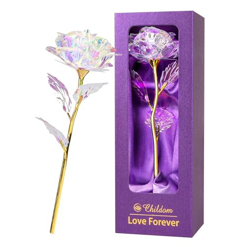 Birthday Gifts for Women Mom,Forever Rainbow Rose Flower For Delivery Prime | Christmas Rose Gifts For Women Mom,Purple Artificial Flowers Rose Gift For Women Her,Anniversary,Valentines,Stocking Stuffers - color: Colorful