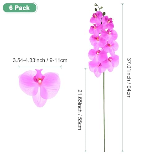 M METERXITY 6-Pack Artificial Orchid Flowers 9 Large Petals 37 Inch Faux Phalaenopsis Silk Bouquets Real Touch Lilac Fake Orchids for Home/Wedding/Christmas/Party/Garden Office - color: Lilac