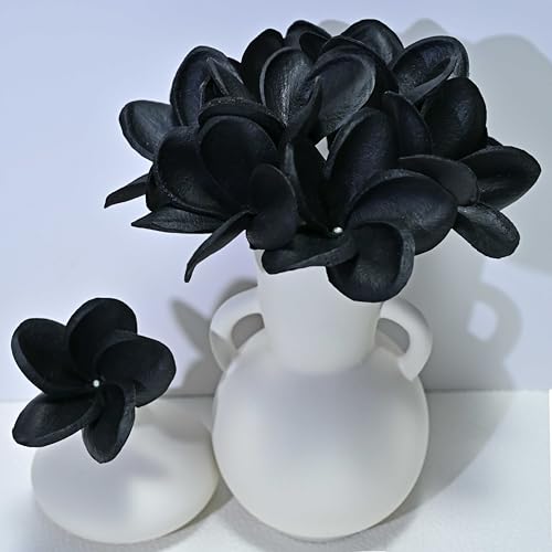 Birthday Gifts for Women 10pcs Black Flowers PU Real Touch Flowers Hawaiian Plumeria Frangipani Artificial Flowers for DIY Birthday Gifts Wedding Gifts Home Decor Table Centerpiece - color: 822, size: 10pcs