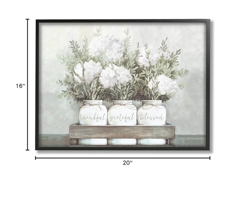 'Pristine Hydrangea Bouquet Sentiments'| Framed Giclee Art | Stupell Industries | Black, 20 x 16 Inches, Easy to Hang and Sturdy, Made in USA, by Dogwood Portfolio - color: Midnight Black (Textured), size: 20"L x 16"W