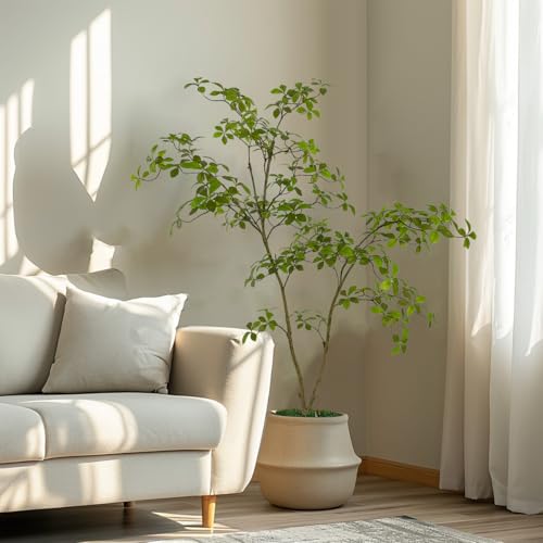 AfanD Artificial Gardenia Tree,5ft（1pack） Tall Fake Plants Artificial Mahonia fortunei Plants for Indoor, Fake Trees for Office Home Living Room Floor Patio Greening Porch Decor - size: 5ft