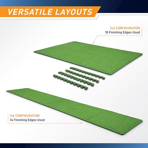 Marcy EVA Foam Interlocking Flooring Mat High Density Non-Slip Tiles for Fitness Equipment, Workout Cushion and Floor Protection - color: Green - 0.5-in - Turf Top 6 Tiles (24sq Ft)