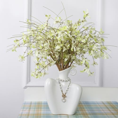 16" 24pcs Rustic Spring Summer Fall Blooming Cherry Wild Flowers Decorations for Crafts or vase, Farmhouse Home Wedding Centerpieces Bouquets Decors - Cream Green - color: Cream-green