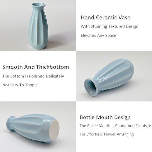 6-Pack Simple Vase Set for Flowers Plants, Small Cute Flower Vase for Modern Table Shelf Home Decor Wedding Boho Decor, Farmhouse - color: 6pc-stjh-pink