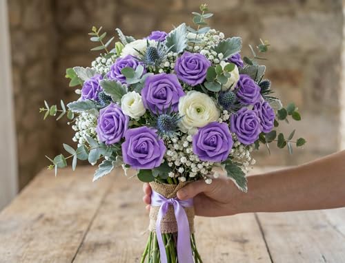 Deep Purple 50 PCS Foam Rose Stemless Artificial Flower Head Bulk 2.75in Mini Fake Simulated Eternal Flores Roses Flower for DIY Craft Bridal Bouquets Centerpieces Arrangement Home Decoration - color: Deep Purple