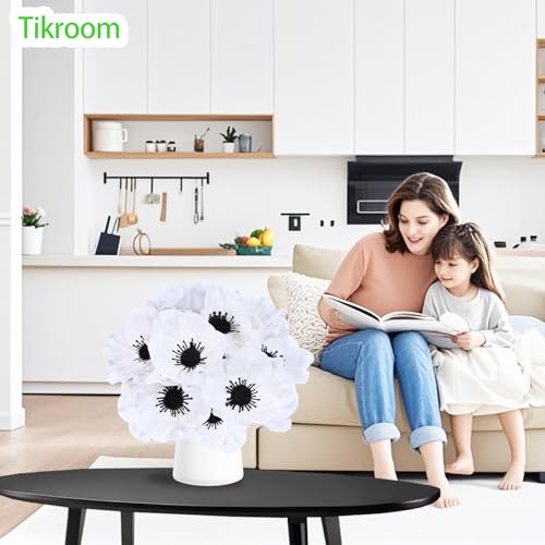 10Pcs White Poppy Artificial Flowers 11" Real Touch No Fade PU Fake Flowers for Valentine's Day Gifts Wedding Centerpieces Bridal Bouquets Home Decor Vase DIY Arrangements Memorial/Veterans Day - color: White