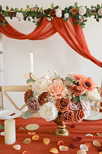 Lookein Artificial Flowers for DIY Wedding Decoration Bridal Bouquet Table Centerpieces Flower Garland Flower Arrangement, Exquisite Terracotta - color: Exquisite Terracotta