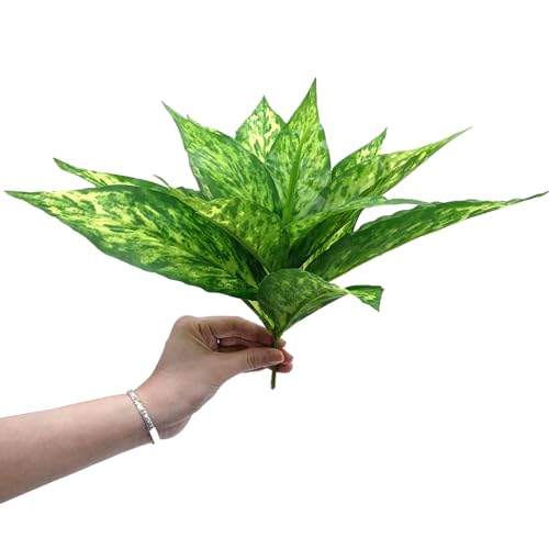 CATTREE Artificial Plants Outdoor Shrubs, Fake Agave Plant Faux Grass Plastic Leaves Greenery Bushes Home Decor Garden Wedding Party Decorations Indoor Yard UV Resistant Planter Filler - Yellow 4 Pack - color: Agave Grass - Yellow 4 Pcs