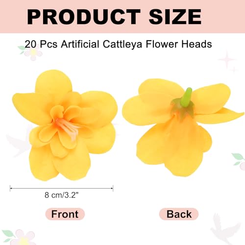 uxcell 20 Pcs Artificial Cattleya Flower Heads, Fake Cattleya Heads Bulk Artificial Flowers for DIY Wedding Bouquets Centerpieces Party Home Decorations, Yellow - color: Yellow