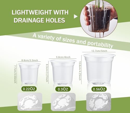 30 Packs Clear Nursery Pots for Plants, 3.5/4/5 Inch High Transparency Plastic Seedling Plant Pot with Drainage Holes, Includes 20 Labels - size: 3.5/4/5 in-30p
