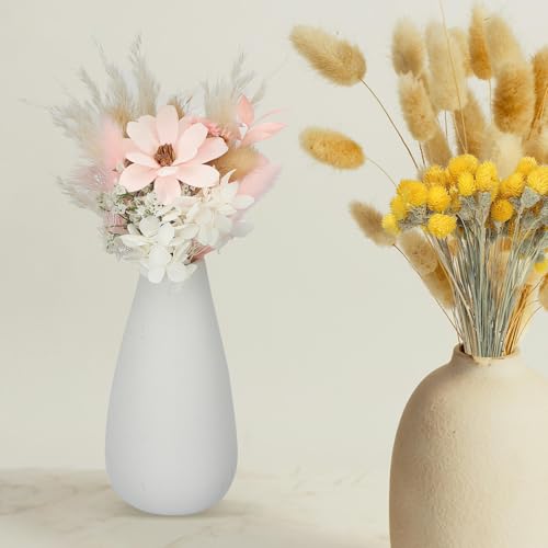 PATIKIL Mini Dried Flower Bouquet, 6 Pcs Pampas Grass Natural Wildflower with Stem Decor Baby's Breath Boho Floral Plant Flower for Crafts DIY Photo Props Gift Wedding Decor, White - color: White
