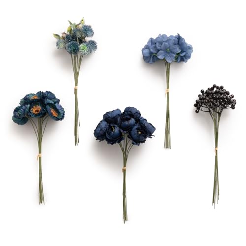 Ling's moment Artificial Greenery Stems Box Set, Faux Greenery Picks for DIY Bridal Bouquets Wedding Floral Arrangement Table Centerpieces, Dutch Blue & Navy Blue & Royal Blue - color: Filler Flower Combo- Dutch Blue & Navy Blue & Royal Blue