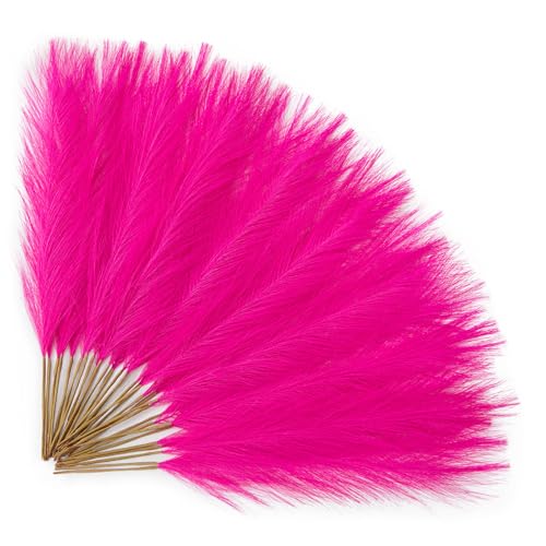 Alecono Hot Pink Pampas Grass 17in 𝟯𝟬𝙋𝙘𝙨, Artificial Faux Fluffy Pampas Grass Decor for Home Wedding Centerpieces Party - color: A Hot Pink, size: 30pcs