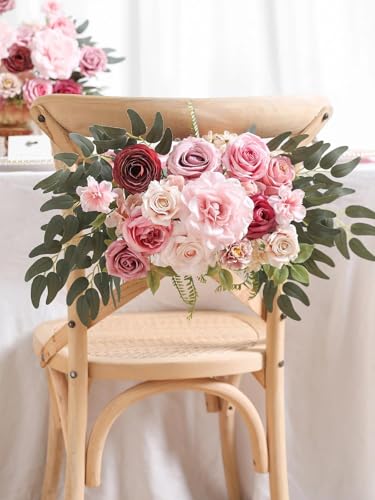 Artificial Flowers Combo Box Nude Pink Flowers Silk Fake Roses Dahlia with Stems for DIY Wedding Bridal Bouquets,Table Centerpieces,Cake Floral Arrangement,Baby Shower,Birthday Home Decor - color: Coffee Pink