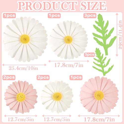 SUNBEAUTY Paper Flowers Decorations for Wall Giant Daisy Flowers Bulletin Board Decoration 3D Floral Tissue Paper Flowers Hanging for Classroom Wedding Baby Shower Tea Party Backdrop (Pink, White) - color: Pink White Daisy Paper Flowers