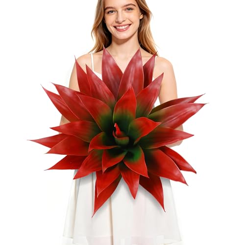 Wertuirk 28 Inch Artificial Agave Plant, Realistic Faux Succulents with Vibrant Color, UV Resistant Fall Fake Plants for Indoor Outdoor, Home, Garden, Patio Decor (Red, Extra Large) - color: Red, size: X-Large