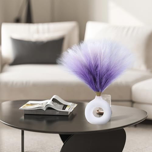 Ureymx Faux Pampas Grass Decor 17.7 Inch 30pcs, Pompas Grass Flower Arrangement and Vase Filler Artificial Pampas Grass Short Decor for Boho Home Wedding Decoration (Gradient Purple) - color: Gradient Purple, size: 17 Inch 30 Pcs