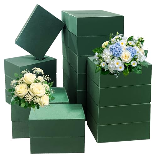 24 Pcs Green Floral Foam Blocks,Wet Dry Flower Plant Foam for Fresh Artificial Flower Arrangement DIY Craft, Florist Styrofoam for Wedding,Birthdays,Home Decors,4.3"L x 2.9"W x 1.6"H