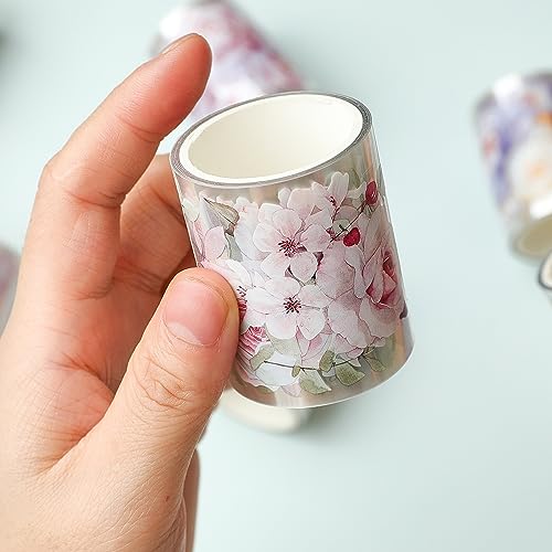 Floral Washi Tape Set - 12 PET & Washi Tapes for Journaling Stickers, Scrapbooking Supplies, Planner, Bullet Journals,Arts & Crafts. Use as Stickers - color: Flowers