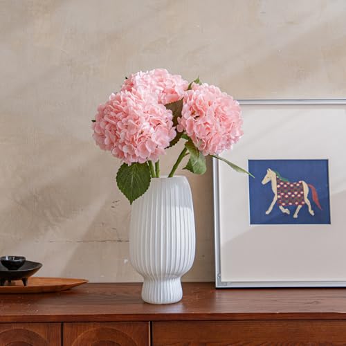 22" Large Real Soft Touch Artificial Hydrangea Flowers Bouquet Latex Hydrangeas for Wedding, Home, Office, Bridal Party Decoration Garden Office Room Table Centerpieces 3pcs Pink - color: 3pcs Pink