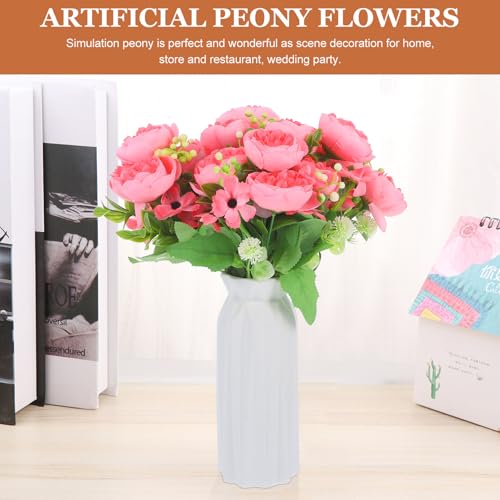 Toyvian 4pcs Artificial Peony Flowers with Long Stem Simulation Flower Bouquet Pink for Wedding Home Décor Photography Prop