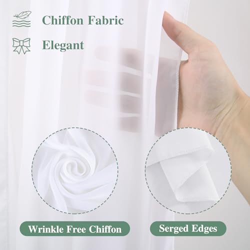 Wedding Arch Draping Fabric, 1 Panel 18FT White Sheer Backdrop Curtain Chiffon Fabric Drapery Voile Scarf Draping Panels for Wedding Archway Ceremony Curtain Valance Party Decoration - color: White Drapes Curtain, size: (1 Panel )6 Yards/18ft