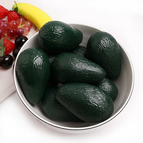 9PCS Simulation Avocado Fruit Simulation Plastic Avocado is Suitable for Food Trade Show, Fruit Shop, Bakery, Christmas Thanksgiving Table Decoration, Photo Props - color: False Avocado