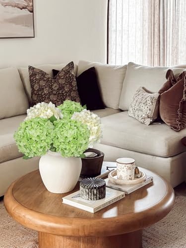 Large Real Touch Hydrangea Artificial Flowers with Stems, 8" Full Bloom Fresh Touch Faux Hydrangea Bouquet for Vase Decor, Wedding Centerpieces, Home Table Arrangement 25.5” Tall Green Hydrangeas - color: Green-l